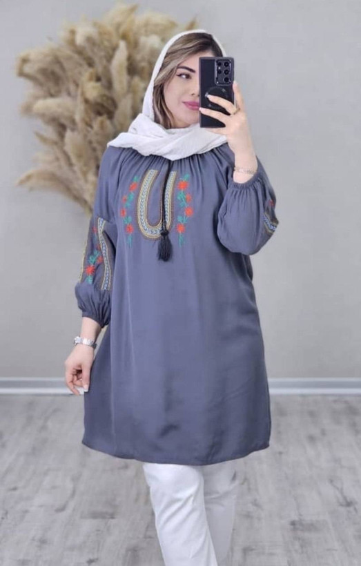 شومیز گلدوزی جنس شانتون فری سایز ۳۶ تا ۴۸