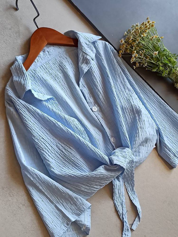 شومیز گره ای نگین دار  خنک سایز ۵۰ تا ۷۵