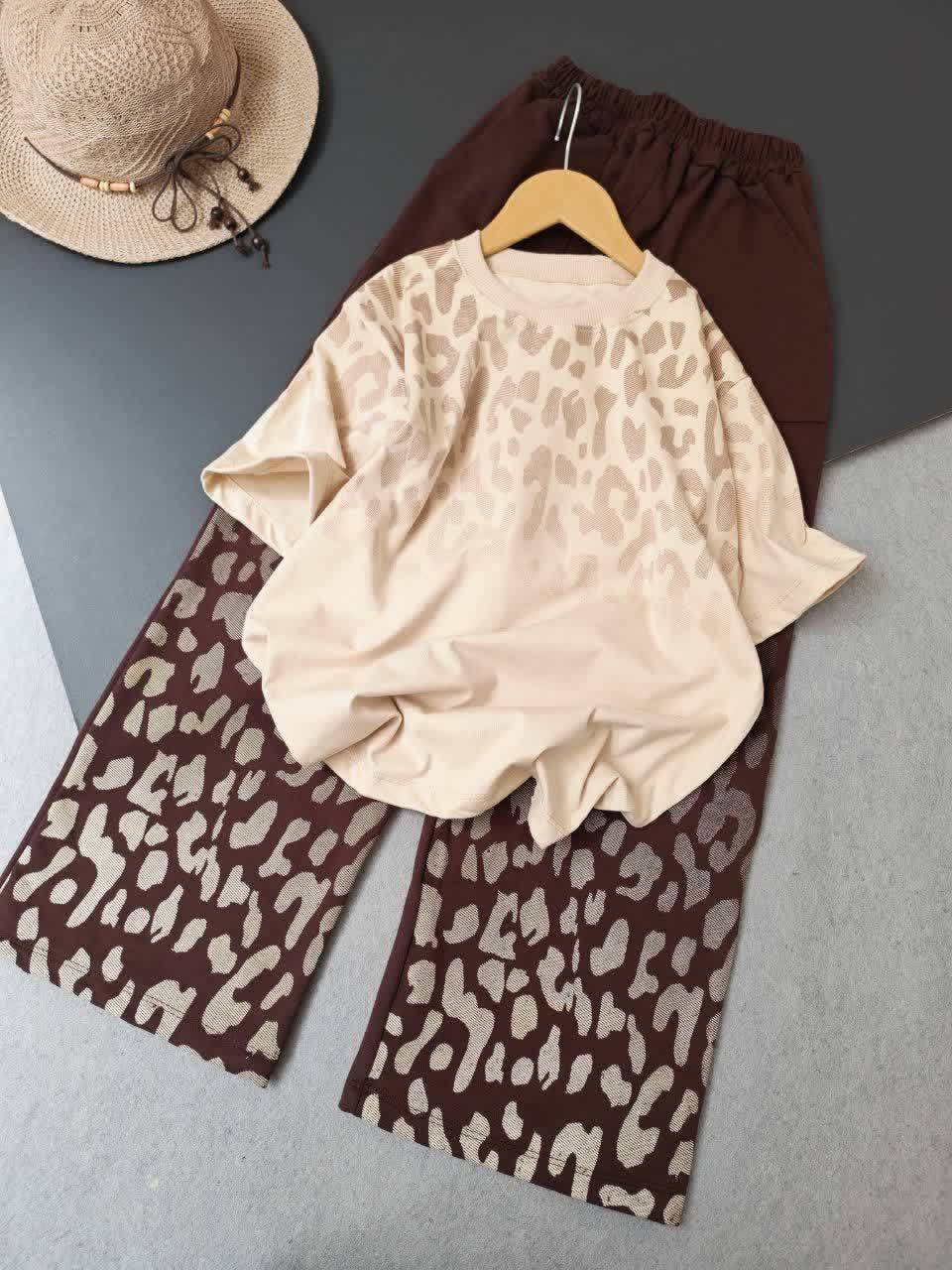ست تیشرت باکسی شلوار بگ دخترانه سایز ۵۵