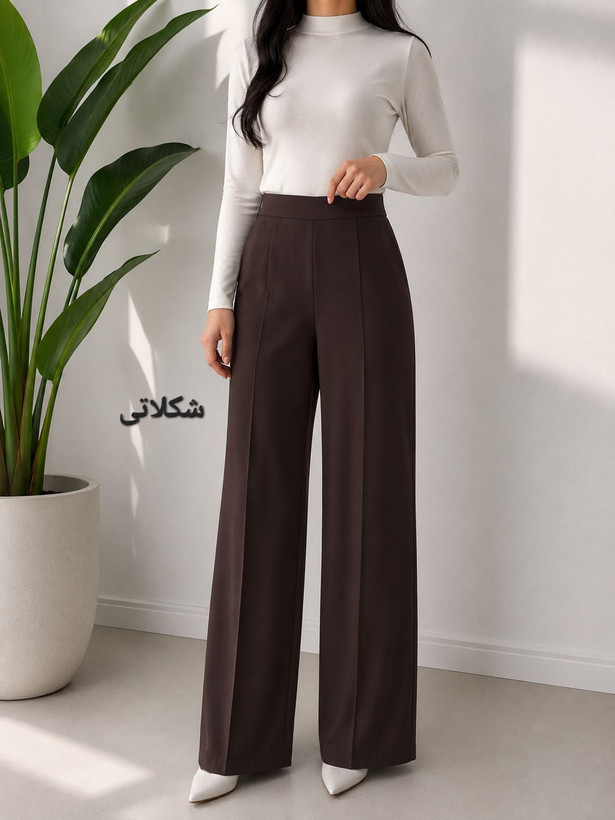 شلوار کرپ نخ راسته بیرونی زنانه فری سایز تا ۴۴ الی ۴۶